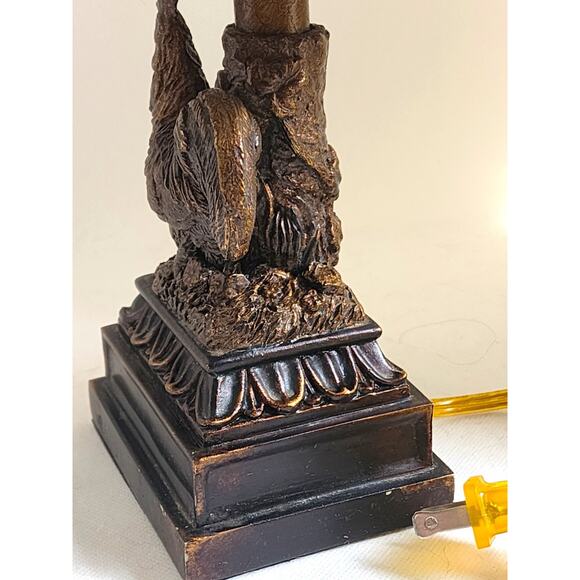 LAMP/TABLE-Rooster-Resin, Brown Rubbed Gold Finish, Toggle Switch, With Shade - Picture 5 of 16